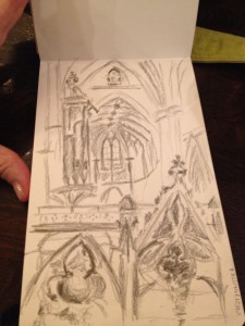 Fran's sketch at Westminster Abbey.